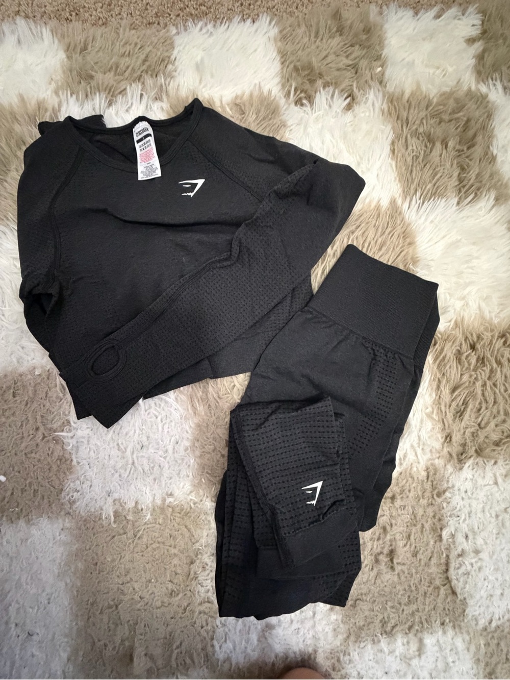Gymshark Black Seamless Performance Leggings & Crop Top Set